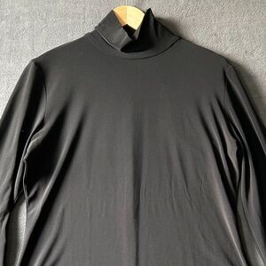 Norma Kamali Turtleneck Black Stretch Knit Neck Zip Long Sleeve-Women's Size XL